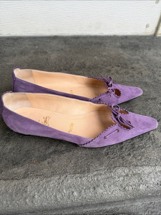 Christian Louboutin Shoes - Christian Louboutin Lavender Suede Pointed-Toe Flats